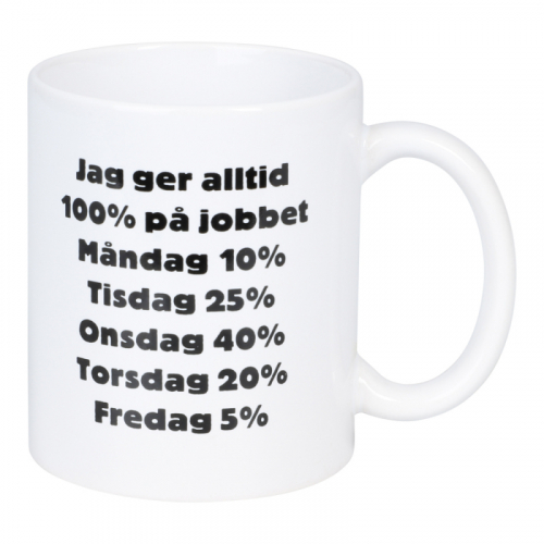 Mugg Jag ger alltid 100% p jobbet i gruppen Roliga prylar / Glas och muggar / Muggar hos PARTAJSHOP AB (80205)