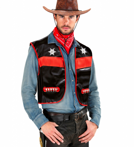 Skinnvst Cowboy Svart i gruppen Maskerad / Maskeradklder / Herrdrkter hos PARTAJSHOP AB (8494A)