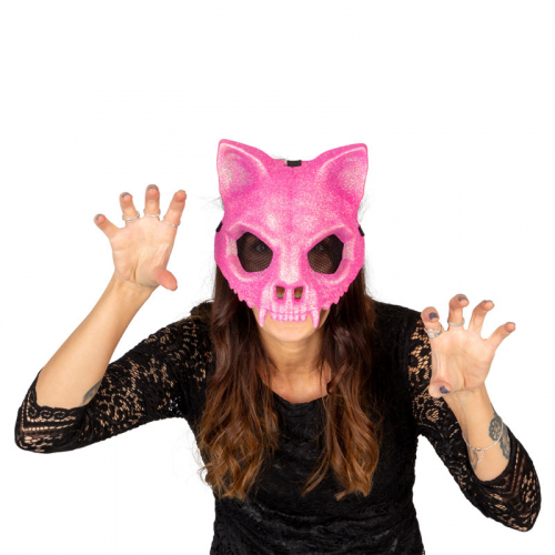 Kattmask skelett rosa i gruppen Hgtider / Halloween / Halloweenmasker hos PARTAJSHOP AB (97523)