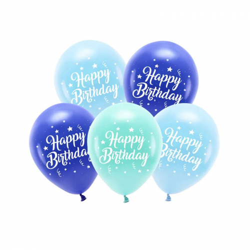 Latexballonger Happy Birthday Bl  i gruppen Festartiklar / Ballonger / Motivballonger hos PARTAJSHOP AB (ECO26P-201-001-5)