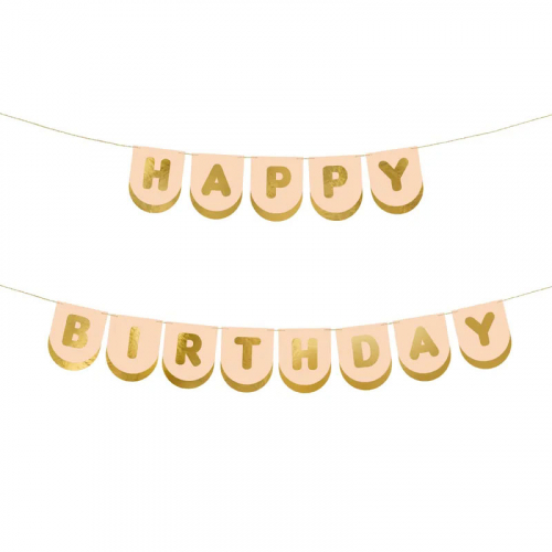 Girlang Happy Birthday Peach i gruppen Festartiklar / Dekorationer / Girlanger & vimplar hos PARTAJSHOP AB (GRL111)