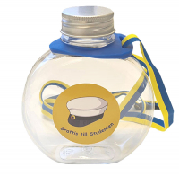 Studentflaska med blå gult band